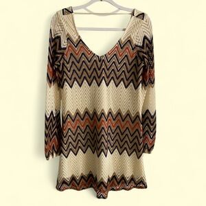 Full Tilt Beige Bohemian‎ Fitted Knee-Length Dress Women’s Size Small